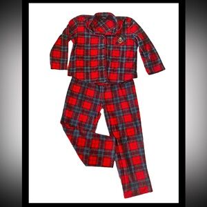 LAUREN RALPH LAUREN Pajamas XL Flannel Tartan Plaid Shirt & Pants Red Christmas